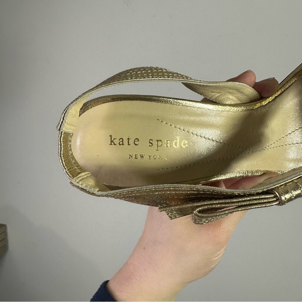 Kate Spade Metallic Gold High Heel Slingback Sandals - Picture 5 of 7